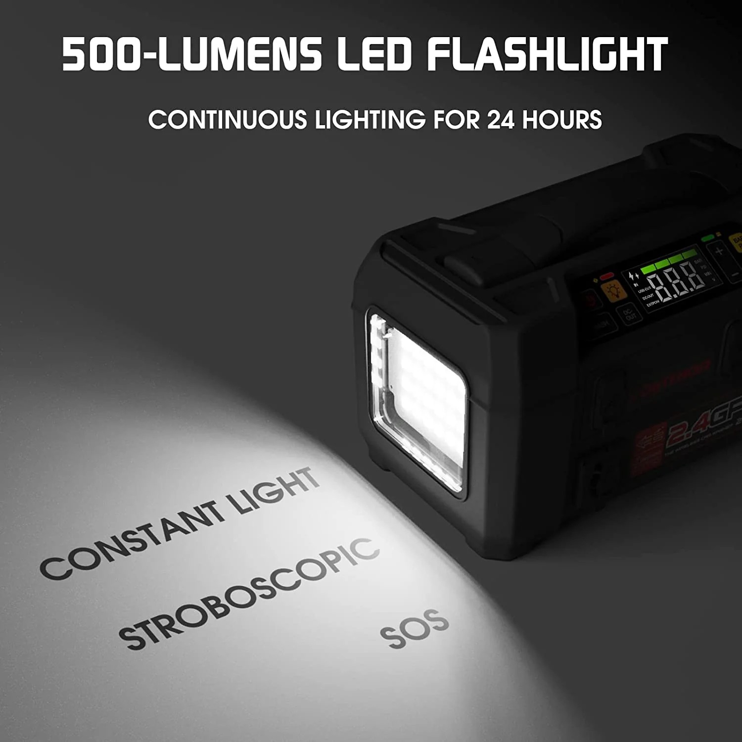 karozza starter 500 lumen LED flashlight + kompressur u bank tal-enerġija