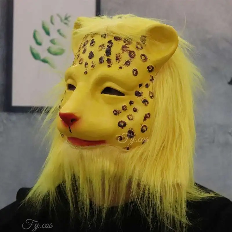 Maskra tal-latex tas-silikonju tal-wiċċ tal-leopard għar-ras