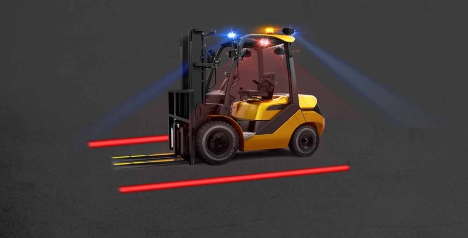 linja aħmar sigurtà dawl forklift