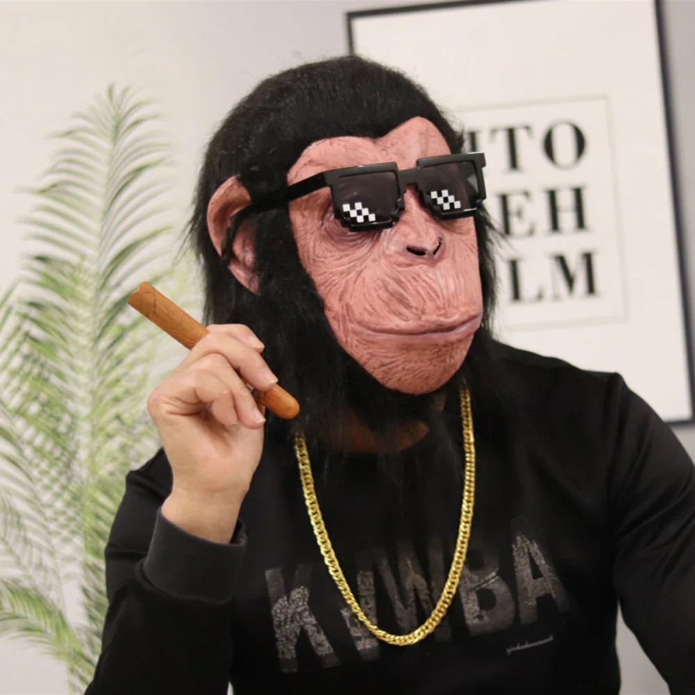 maskra chimp maskra tal-latex tas-silikonju wiċċ xadina għar-ras