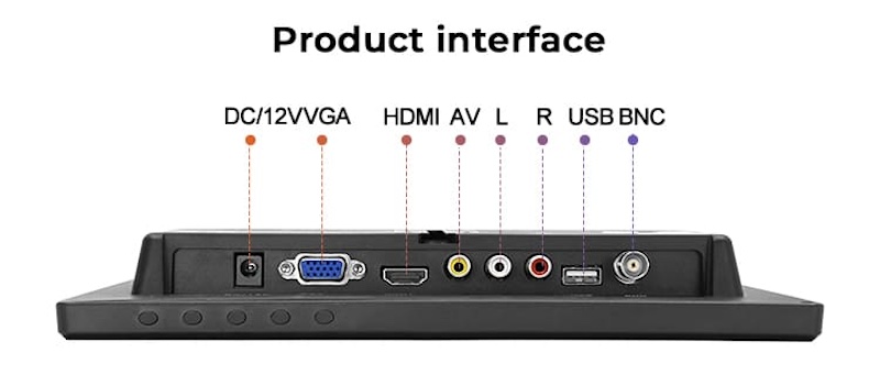 LCD monitor 10" bil-bnc għall-kameras bnc kamera tas-sigurtà