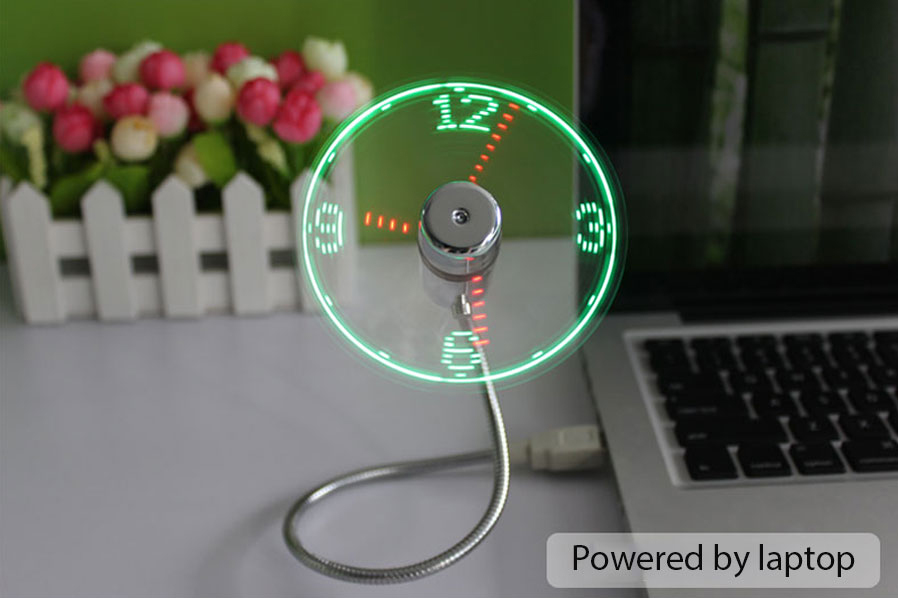 USB Fan bl-arloġġ LED