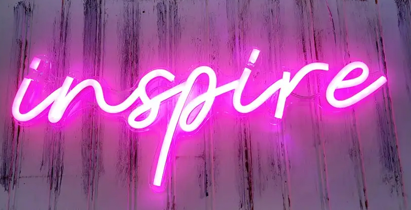 INSPIRE - dawl tas-sinjal LED luminuż fuq il-ħajt neon mdendlin