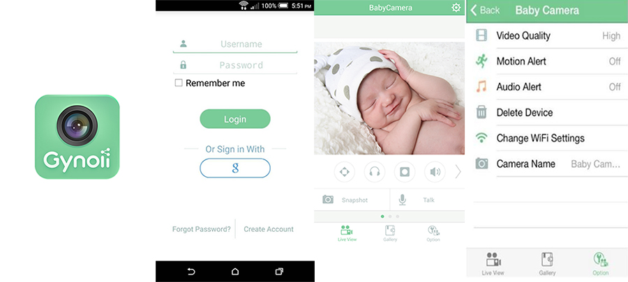 applikazzjoni gynoii baby monitor