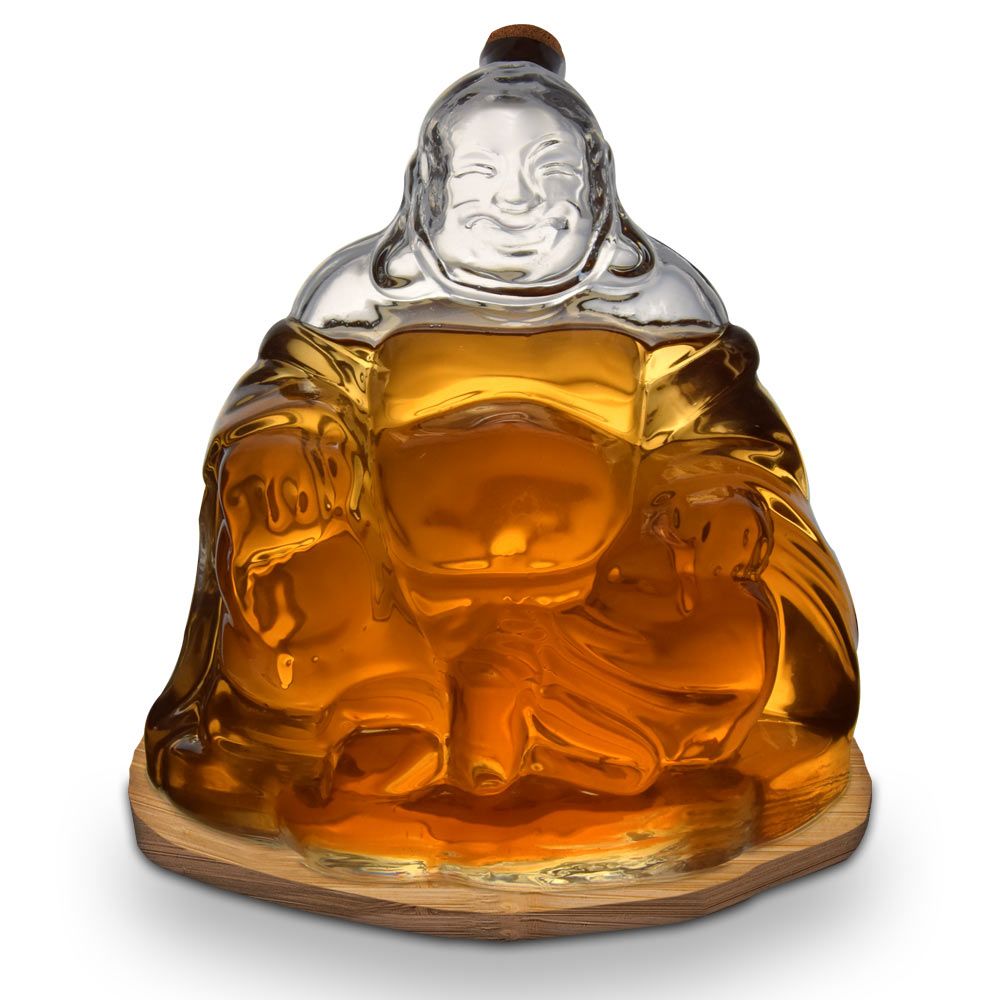 Buddha decanter carafe għar-rum, whisky jew bourbon