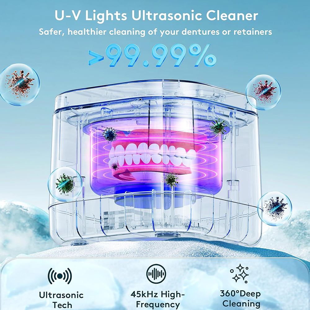 cleaner ultrasoniku retainer cleaner dentatura cleaner U-V 99.99% tindif ħafif