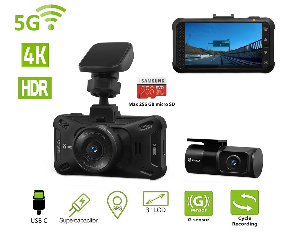 l-aħjar dash cam quddiem u wara dod gs980d b'4k