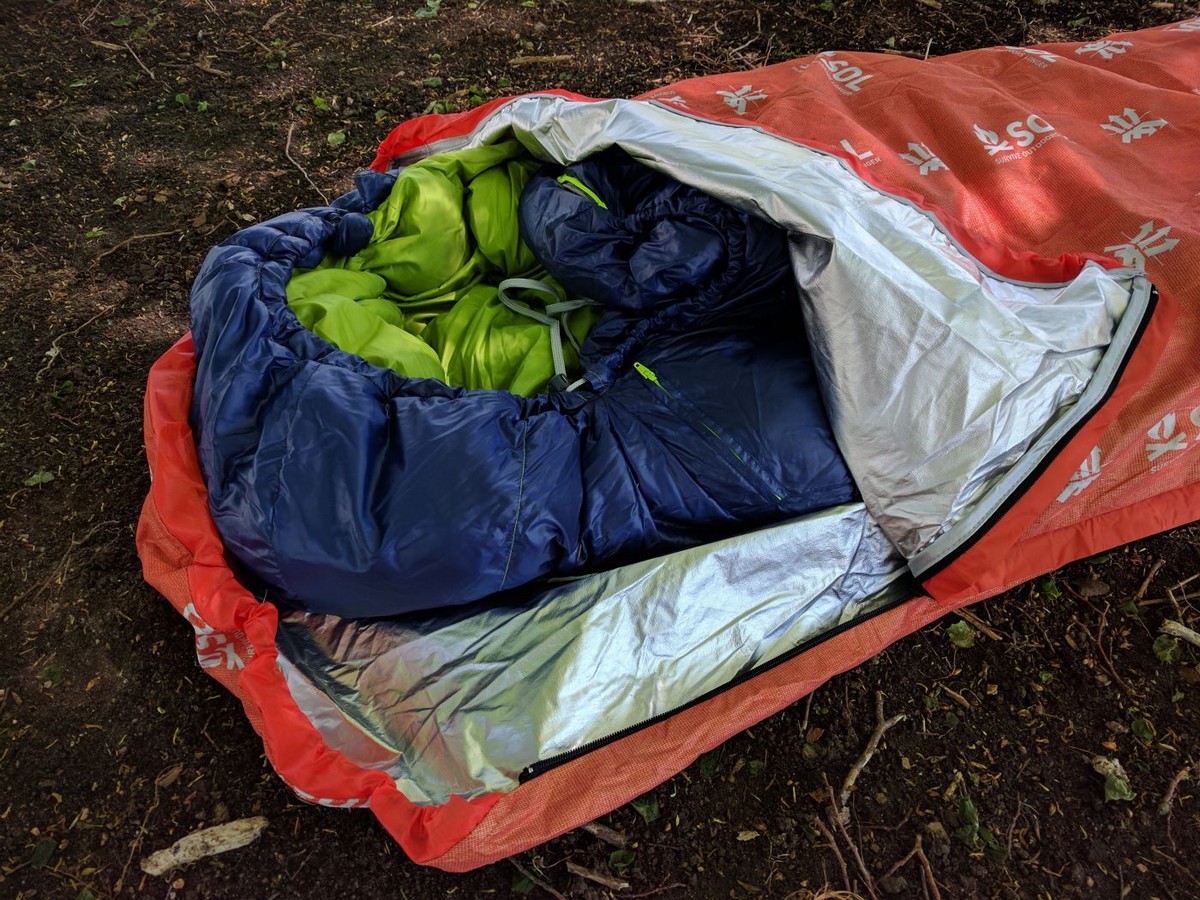 borża ta 'emerġenza għall-barra, sleeping bag