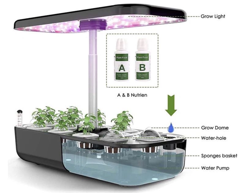 LED GROW fanal (hydroponics) għat-tkabbir tal-pjanti - Kit bi 12-il kapsula