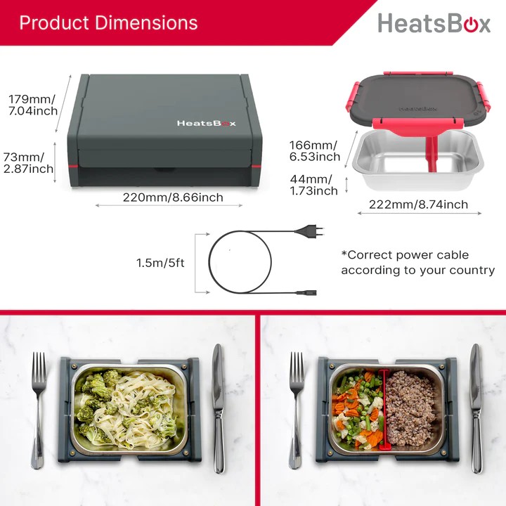 lunch box għall-ikel imsaħħan bl-elettriku heatsbox pro