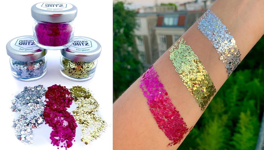 glitter ikkulurit fuq il-wiċċ, il-ġilda tal-ġisem