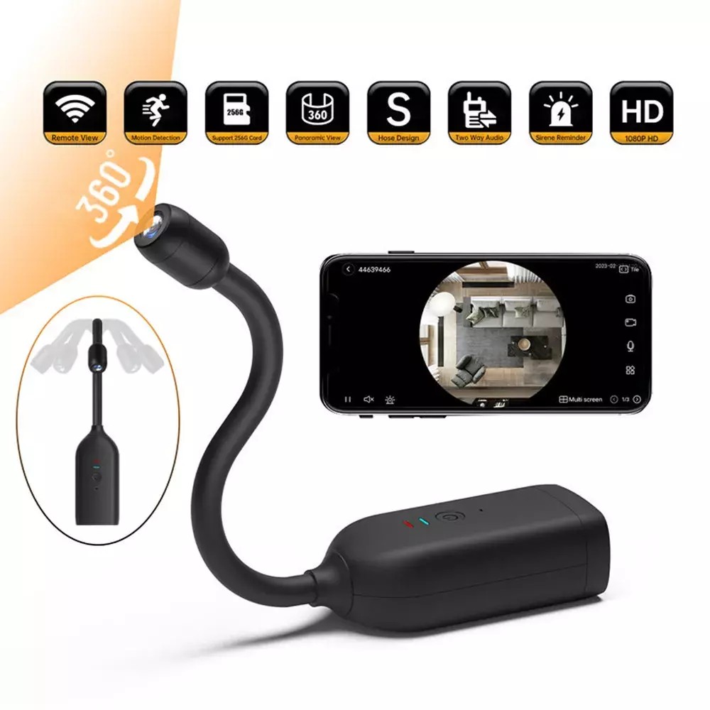 wifi gooseneck kamera panoramiċi WIFI 1080P HD kamera b'360° li jduru