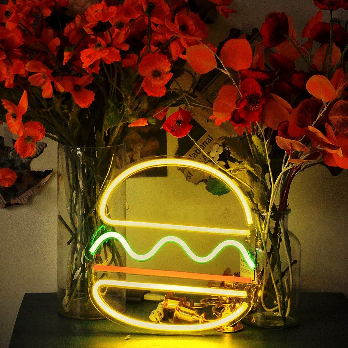 dawl logo ristorant neon mmexxija bord - burger hamburger