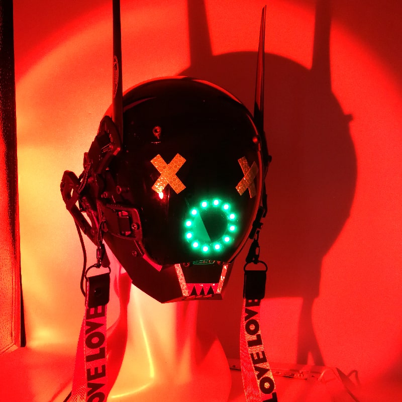 Elmu luminuż tal-maskra LED Cyberpunk