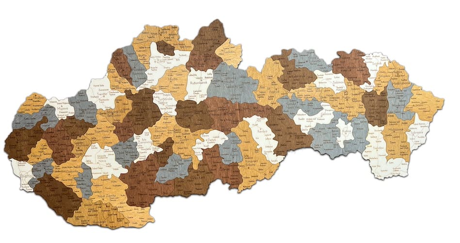 Mappa tal-injam tas-Slovakkja 3D / 2D fuq il-ħajt - immuntata mal-ħajt