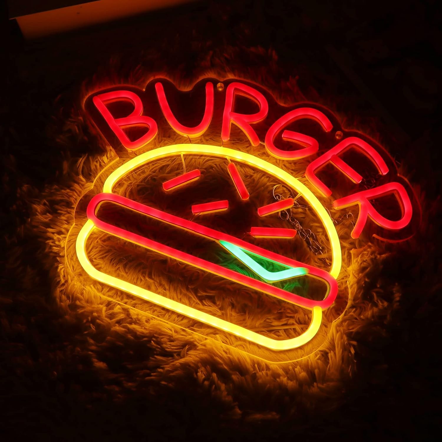 Burger Advertising illuminat sinjal tan-neon LED glowing